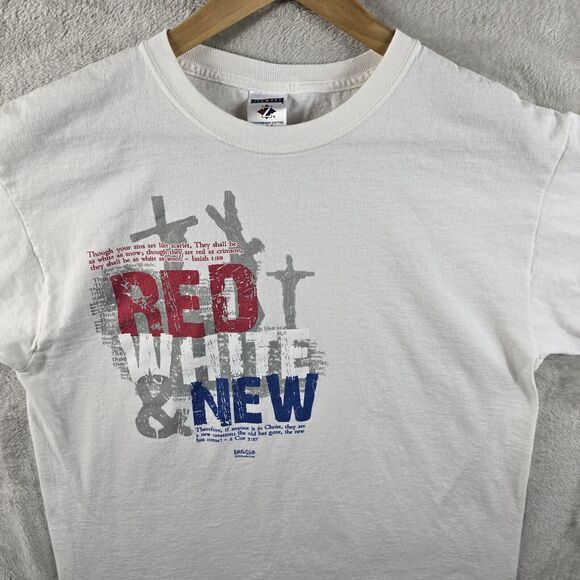 Kerusso Christian Jesus Crucifixion T Shirt Sz Large Red White New Y2k Vtg - Picture 3 of 7